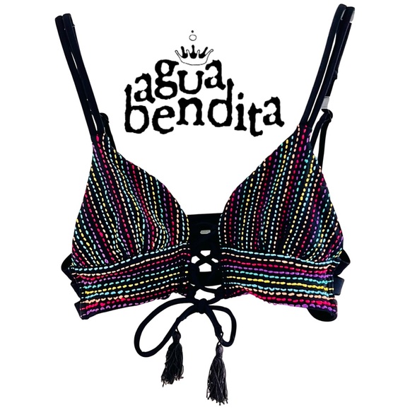 Agua Bendita XS/S bikini top black / multi reversible - Picture 12 of 12